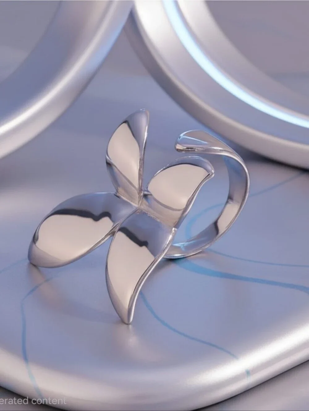 Flexible Silver Floral Petal Ring
